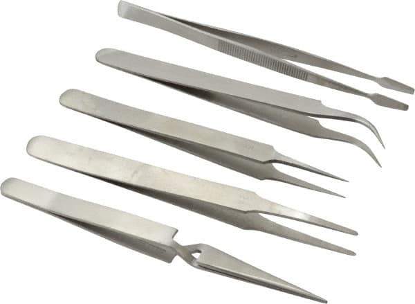 Value Collection - Stainless Steel Tweezer Set - 5 Piece - Apex Tool & Supply