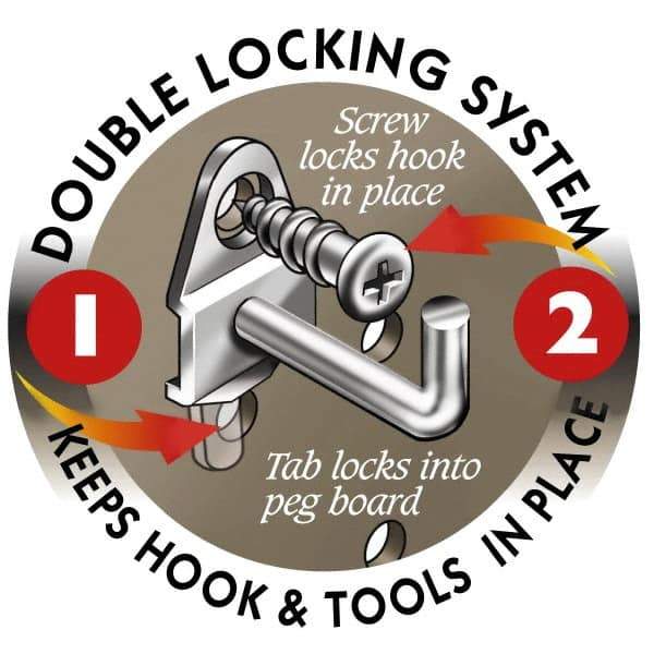 Triton - 1/4" Diam, 6" Long Single Angled End Pegboard Hook - 6-3/32" Projection, 30° Bend, 1/2" Bend Length, Steel - Apex Tool & Supply