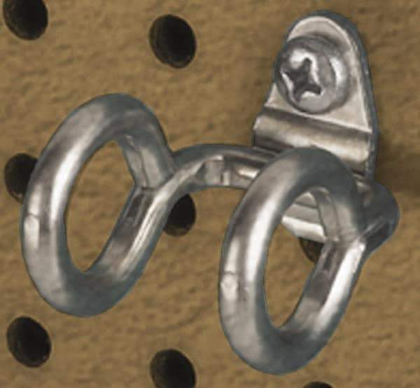 Triton - 3/4" ID, 1/4" Diam, 1-13/16" Long Double Ring Tool Holder Pegboard Hook - 4-1/16" Projection, Steel - Apex Tool & Supply