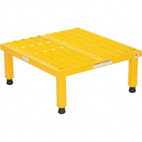 Vestil - 9" High x 24" Wide x 24" Deep, Yellow Step Stand - Steel, 500 Lb Capacity - Apex Tool & Supply