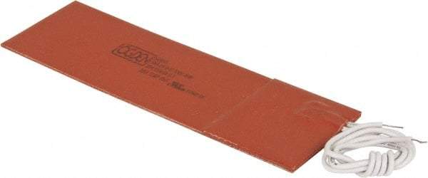 Value Collection - 6" Long x 2" Wide, Rectangular, Silicon Rubber, Standard Heat Blanket - 120 Volt, Adhesive Back, Use with Metal Containers - Apex Tool & Supply