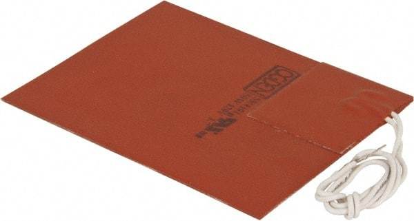 Value Collection - 5" Long x 4" Wide, Rectangular, Silicon Rubber, Standard Heat Blanket - 120 Volt, Plain Back, Use with Metal Containers - Apex Tool & Supply