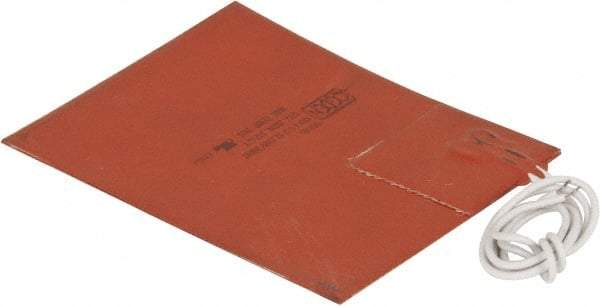 Value Collection - 5" Long x 4" Wide, Rectangular, Silicon Rubber, Standard Heat Blanket - 120 Volt, Plain Back, Use with Metal Containers - Apex Tool & Supply