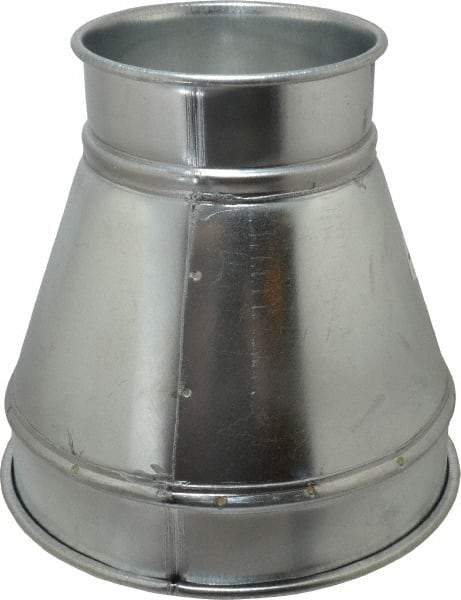 Made in USA - 10-6" ID Galvanized Duct Reducer - 10" Long, 20 Gage - Apex Tool & Supply