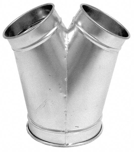 Made in USA - 8-5-5" ID Galvanized Duct Y-Branch - 15.03" Long, 22 Gage - Apex Tool & Supply