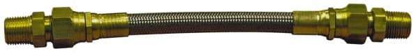 Made in USA - 48" OAL, 5/16" ID, 2,500 Max psi, Flexible Metal Hose Assembly - 3/8" Fitting, Male Coupling x Male Coupling End Connections, Brass Fitting, 304 Stainless Steel Hose - Apex Tool & Supply