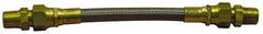 Made in USA - 48" OAL, 5/16" ID, 2,500 Max psi, Flexible Metal Hose Assembly - 3/8" Fitting, Male Coupling x Male Coupling End Connections, Brass Fitting, 304 Stainless Steel Hose - Apex Tool & Supply