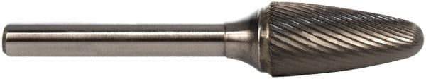 M.A. Ford - 3mm Cut Diam, 6mm Shank Diam, Tree with Radius Head Single Cut Burr - Carbide, Radius End, 12.7mm LOC, 50mm OAL - Apex Tool & Supply