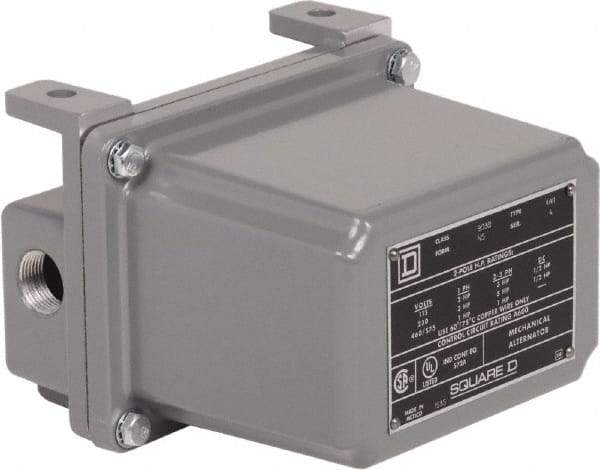 Square D - 4 NEMA Rated, DPST-DB, Float Switch Pressure and Level Switch - 575 VAC, Line-Load-Load-Line Terminal - Apex Tool & Supply