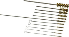 PRO-SOURCE - 11 Piece Brass Hand Tube Brush Set - 3/4" to 1-1/2" Brush Length, 4" OAL, 0.034" Shank Diam, Includes Brush Diams 1/4", 5/16", 3/8", 1/2" & 3/4" - Apex Tool & Supply