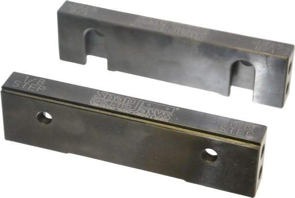 Snap Jaws - 6" Wide x 1.53" High x 0.73" Thick, Step Vise Jaw - Hard, Steel, Fixed Jaw, Compatible with 6" Vises - Apex Tool & Supply