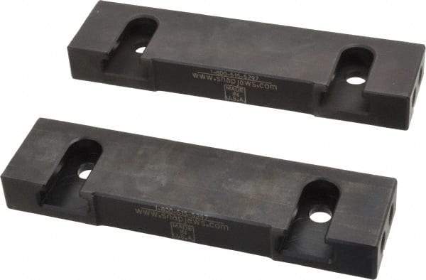 Snap Jaws - 6" Wide x 1.53" High x 0.73" Thick, Step Vise Jaw - Hard, Steel, Fixed Jaw, Compatible with 6" Vises - Apex Tool & Supply
