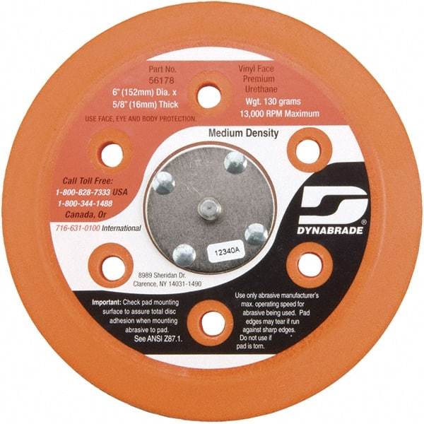 Dynabrade - 6" Diam Adhesive/PSA Disc Backing Pad - Medium Density, 13,000 RPM - Apex Tool & Supply