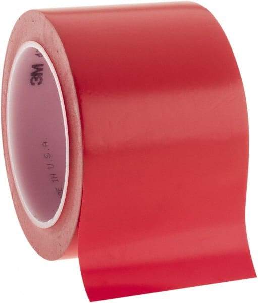 3M - 3" Wide x 5.2 mil Thick Vinyl Floor & Egress Marking Tape - General Traffic, Red, Solid Color - Apex Tool & Supply