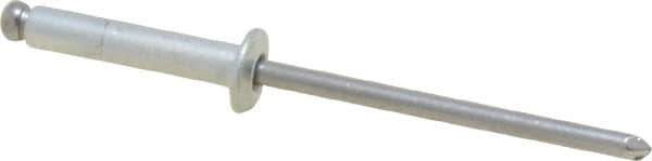 Marson - Button Head Steel Open End Blind Rivet - Steel Mandrel, 0.376" to 1/2" Grip, 1/4" Head Diam, 0.129" to 0.133" Hole Diam, 0.65" Length Under Head, 1/8" Body Diam - Apex Tool & Supply