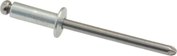 Marson - Button Head Steel Open End Blind Rivet - Steel Mandrel, 0.313" to 3/8" Grip, 3/8" Head Diam, 0.192" to 0.196" Hole Diam, 0.575" Length Under Head, 3/16" Body Diam - Apex Tool & Supply