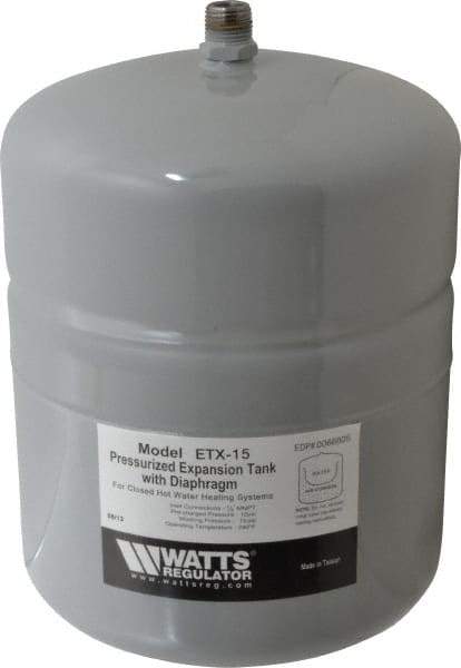 Watts - 1.0 Gallon Capacity, 2.1 Gallon Tank, 8 Inch Diameter, 12-1/2 Inch High, 1/2 Inch Port, Expansion Tank - Steel, Polymer Coating - Apex Tool & Supply