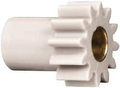 Made in USA - 32 Pitch, 3/8" Pitch Diam, 7/16" OD, 12 Tooth Spur Gear - 3/16" Face Width, 5/32" Bore Diam, 9/32" Hub Diam, 20° Pressure Angle, Acetal - Apex Tool & Supply
