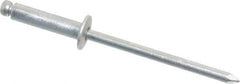 Marson - Button Head Aluminum Open End Blind Rivet - Aluminum Mandrel, 0.313" to 3/8" Grip, 1/4" Head Diam, 0.129" to 0.133" Hole Diam, 0.525" Length Under Head, 1/8" Body Diam - Apex Tool & Supply
