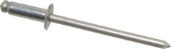 Marson - Button Head Stainless Steel Open End Blind Rivet - Stainless Steel Mandrel, 3/16" to 1/4" Grip, 1/4" Head Diam, 0.129" to 0.133" Hole Diam, 0.4" Length Under Head, 1/8" Body Diam - Apex Tool & Supply