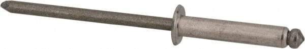 Marson - Button Head Stainless Steel Open End Blind Rivet - Stainless Steel Mandrel, 0.376" to 1/2" Grip, 1/4" Head Diam, 0.129" to 0.133" Hole Diam, 0.65" Length Under Head, 1/8" Body Diam - Apex Tool & Supply