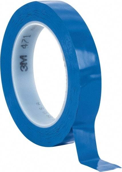 3M - Blue Solid Color Vinyl Tape - 3/4" Wide x 108' Long x 5.2 mil Thick, General Traffic - Apex Tool & Supply