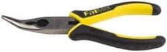 Stanley - 6-3/4" OAL, 1-13/16" Jaw Length x 11/16" Jaw Width, Long Nose Side Cutting Bent Nose Pliers - Serrated Jaw, Double Injection Molded Handles - Apex Tool & Supply
