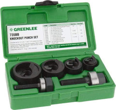 Greenlee - 11 Piece, 1/2 to 1-1/4" Punch Hole Diam, Manual Knockout Set - Round Punch, 10 Gage Mild Steel - Apex Tool & Supply