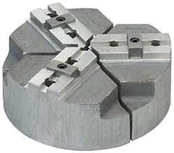 Abbott Workholding Products - 10" & Up Chuck Capacity, Tongue & Groove Attachment, Round Soft Lathe Chuck Jaw - 3 Jaws, Cast Aluminum, 2-1/8" Btw Mount Hole Ctrs, 18" Wide x 3" High, 1/2" Groove, 5/8" Fastener - Apex Tool & Supply