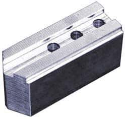 Abbott Workholding Products - 10" & Up Chuck Capacity, 1/16" x 90 Serrated Attachment, Square Soft Lathe Chuck Jaw - 3 Jaws, Steel, 7/8" Btw Mount Hole Ctrs, 4-1/2" Long x 1-1/2" Wide x 2" High, 0.551" Groove, 3/8" Fastener - Apex Tool & Supply