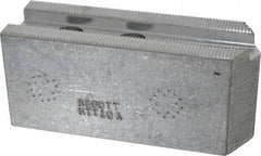 Abbott Workholding Products - 10" & Up Chuck Capacity, 1.5mm x 60° Serrated Attachment, Square Soft Lathe Chuck Jaw - 3 Jaws, Aluminum, 1.1811" Btw Mount Hole Ctrs, 4-1/2" Long x 1-1/2" Wide x 2" High, 0.6299" Groove, 0.4724" & 12mm Fastener - Apex Tool & Supply