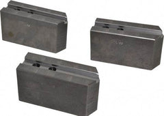 Abbott Workholding Products - 10" & Up Chuck Capacity, 1.5mm x 60° Serrated Attachment, Square Soft Lathe Chuck Jaw - 3 Jaws, Steel, 1.1811" Btw Mount Hole Ctrs, 5-1/2" Long x 2" Wide x 3" High, 0.6299" Groove, 0.4724" & 12mm Fastener - Apex Tool & Supply