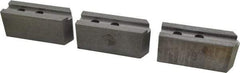 Abbott Workholding Products - 10" & Up Chuck Capacity, 1.5mm x 60° Serrated Attachment, Square Soft Lathe Chuck Jaw - 3 Jaws, Steel, 1.2598" Btw Mount Hole Ctrs, 4-1/2" Long x 1-1/2" Wide x 2" High, 0.6299" Groove, 0.4724" & 12mm Fastener - Apex Tool & Supply