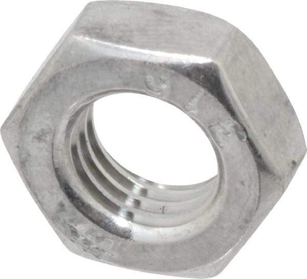 Value Collection - 5/16-24 UNF Stainless Steel Right Hand Hex Jam Nut - 1/2" Across Flats, 3/16" High, Uncoated - Apex Tool & Supply