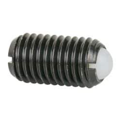 Vlier - M12x1.75, 8mm Ball Diam, 22mm Body Length, 2.5mm Max Ball Reach, Threaded Ball Plunger - Steel Body, Nylon Ball, 6.75 Lb Initial End Force, 12.36 Lb Final End Force - Apex Tool & Supply