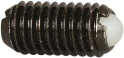 Vlier - M8x1.25, 5mm Ball Diam, 16mm Body Length, 1.5mm Max Ball Reach, Threaded Ball Plunger - Steel Body, Nylon Ball, 3.37 Lb Initial End Force, 6.75 Lb Final End Force - Apex Tool & Supply