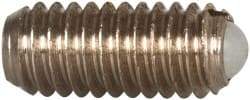 Vlier - M4x0.7, 2.5mm Ball Diam, 9mm Body Length, 0.81mm Max Ball Reach, Threaded Ball Plunger - Stainless Steel Body, Nylon Ball, 0.9 Lb Initial End Force, 2.25 Lb Final End Force, Locking Element - Apex Tool & Supply