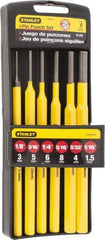 Stanley - 6 Piece, 1/16 to 5/16", Pin Punch Set - Hex Shank, Comes in Plastic Case - Apex Tool & Supply