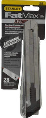 Stanley - Snap Utility Knife - 5-1/2" Blade, Die Cast Aluminum (Color) Aluminum Handle, 4 Blades Included - Apex Tool & Supply