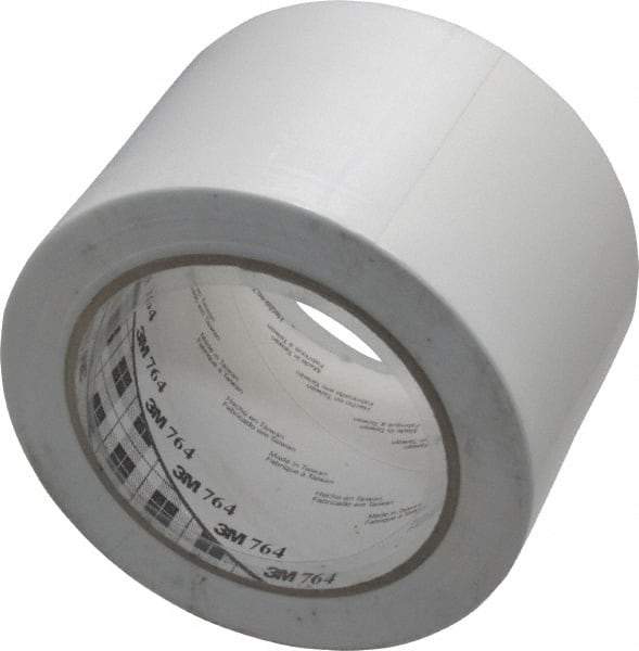 3M - White Solid Color Vinyl Tape - 3" Wide x 108' Long x 0.005" Thick, General Traffic - Apex Tool & Supply