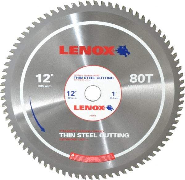 Lenox - 12" Diam, 1" Arbor Hole Diam, 80 Tooth Wet & Dry Cut Saw Blade - Titanium Carbide-Tipped, General Purpose Action, Standard Round Arbor - Apex Tool & Supply