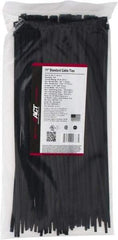 Made in USA - 11-1/4" Long Black Nylon Standard Cable Tie - 50 Lb Tensile Strength, 1.32mm Thick, 77.78mm Max Bundle Diam - Apex Tool & Supply