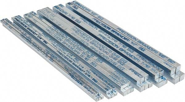 Precision Brand - 12" Long, Zinc-Plated Key Stock Assortment - Low Carbon Steel - Apex Tool & Supply