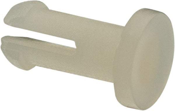 Made in USA - 0.115" Hole Diam, 0.341" OAL, Split Shank, Nylon Panel Rivet - 0.301" Length Under Head, 0.235" Material Thickness, 13/64" Head Diam - Apex Tool & Supply