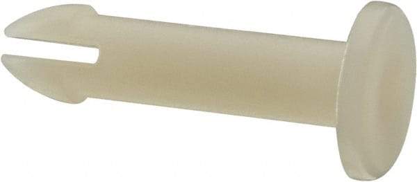 Made in USA - 0.18" Hole Diam, 7/8" OAL, Split Shank, Nylon Panel Rivet - 0.816" Length Under Head, 0.636" Material Thickness, 3/8" Head Diam - Apex Tool & Supply
