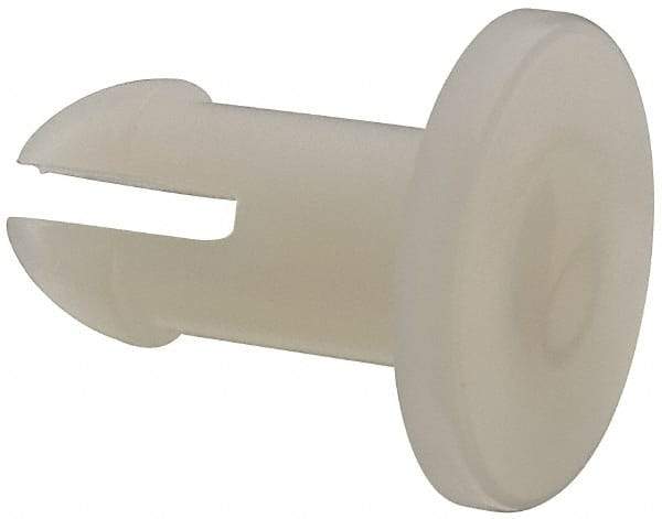 Made in USA - 0.242" Hole Diam, 0.609" OAL, Split Shank, Nylon Panel Rivet - 0.55" Length Under Head, 3/8" Material Thickness, 1/2" Head Diam - Apex Tool & Supply