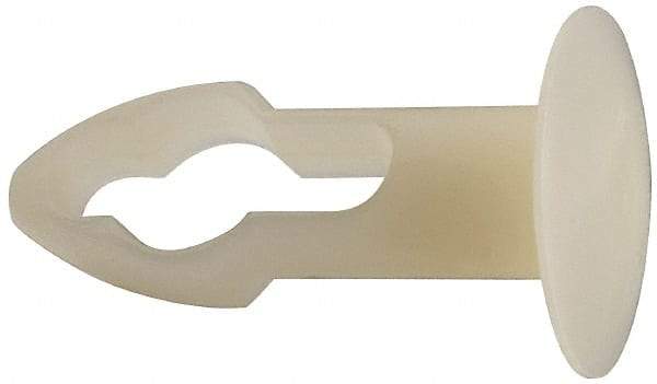 Made in USA - 1/4" to 1/4" Hole Diam, Keyhole Shank, Nylon Panel Rivet - 15/32" Material Thickness, 1/2" Head Diam - Apex Tool & Supply