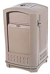 Rubbermaid - 50 Gal Beige Square Trash Can - Polyethylene, 42" High x 25" Long x 25" Wide - Apex Tool & Supply