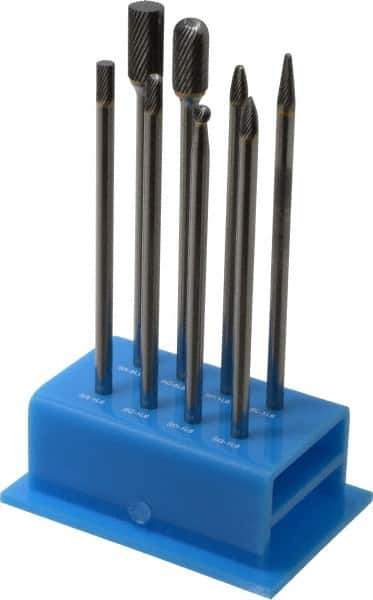 SGS Pro - 8 Piece, 1/4" Shank Burr Set - Tungsten Carbide, Multiple Head Shape - Apex Tool & Supply
