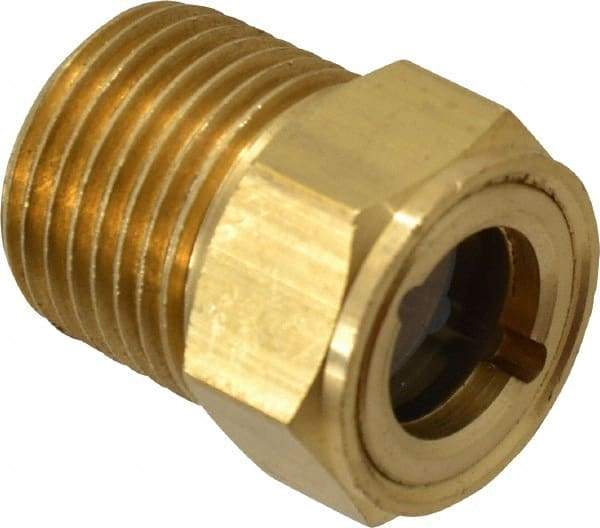 Trico - 1" Sight Diam, 1/2" Thread, 1-3/32" OAL, Viewport Sight Glass & Flow Sight - 7/8" Hex Head, With Baffle - Apex Tool & Supply